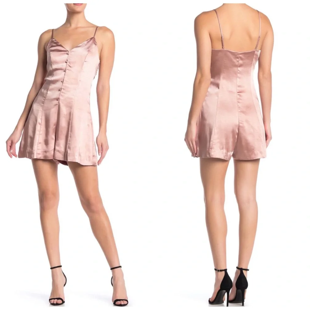 Endless Rose Satin Botton Romper New With Tags